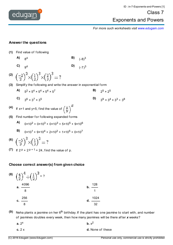 Exponents and Powers